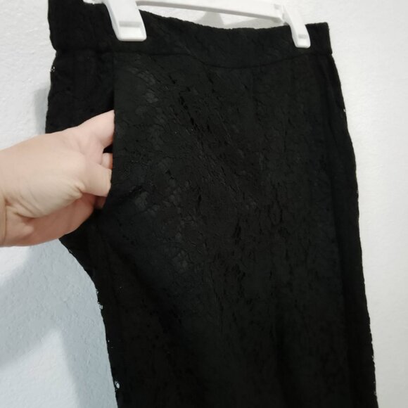 J.Crew Easy Pant Black Floral Lace Overlay Cropped Pockets Womens Size 8 Pull On - Picture 8 of 10